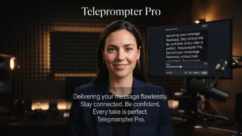 Portada de Teleprompter Pro para presentar un guion frente a cámara